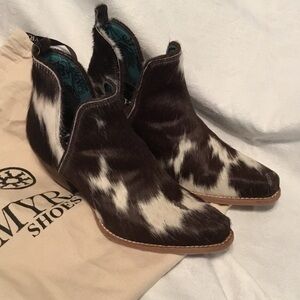 Myra Bag Brown and Cream Ankle Booties